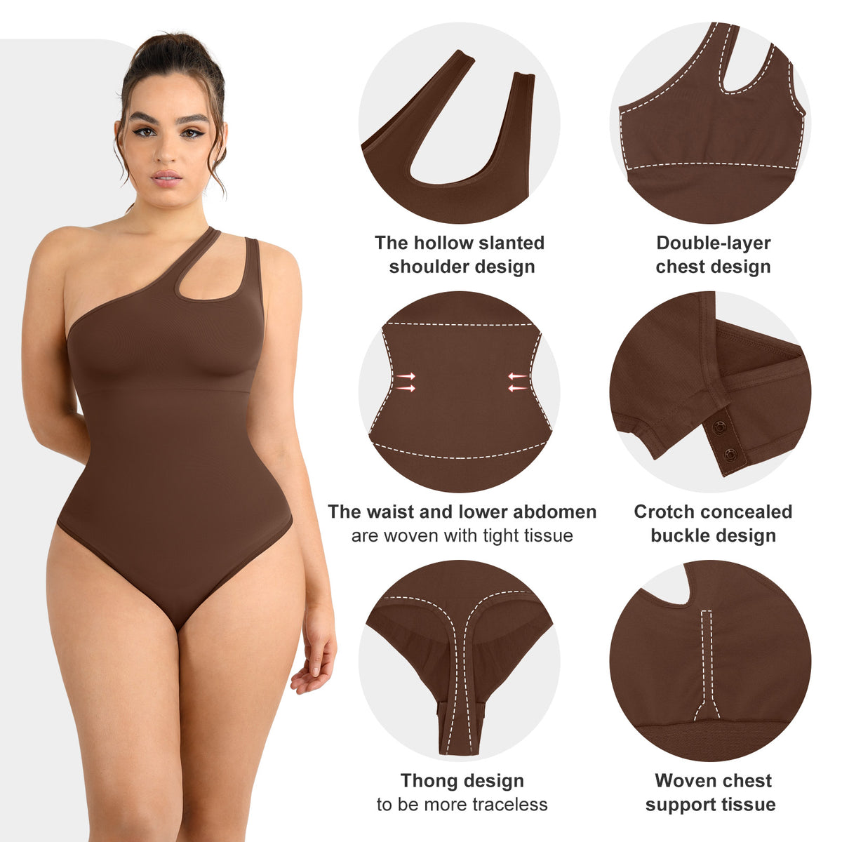 One Shoulder Shapewear Bodysuit